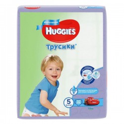 Подгузники-трусики для мальчиков, Huggies (Хаггис) 13-17 кг р. 5 №32 литл волкерс джамбо